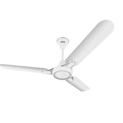 Hindware Smart Appliances Ventus White Silver 1200MM ceiling Fan Star Rated with metallic finish Energy Efficient Air Delivery Fan comes with 49 W copper motor and unique aerodynamic aluminium blades