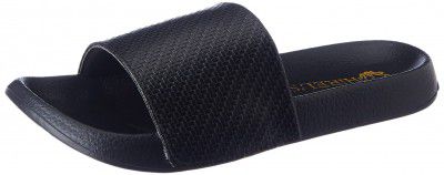 HiRELS Mens Black Basket Weaving Casual Sliders