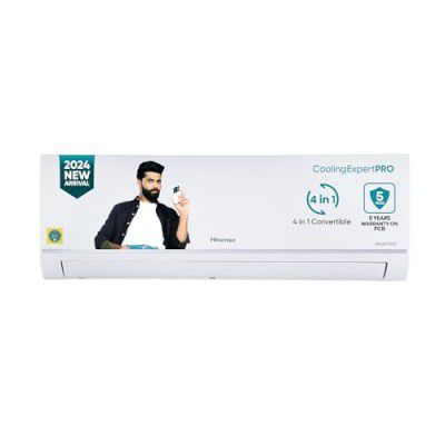 Hisense 1.0 Ton 3 star Inverter Split AC(Copper, 4-in-1 Convertible with Intelligent 4 modes, PM 2.5 filter, Anti corrosion, Self Clean, 2024 Model,AS-12TR4R3BP1, White with Chrome Deco Strip)