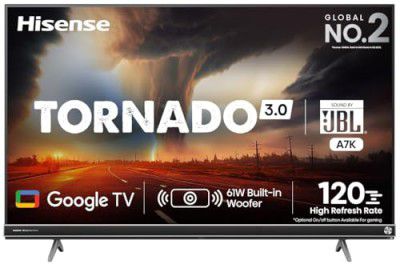 Hisense 139 cm (55") Tornado 3.0 Series 4K Ultra HD Smart LED Google TV 55A7K (Black)