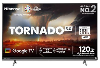 [Extra ₹6750 OFF] Hisense (65 inches) Tornado 3.0 Series 4K Ultra HD Smart LED Google TV 65A7K (Black)