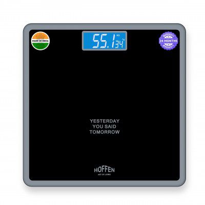 Hoffen (India) Digital Electronic LCD Personal Health Body Fitness Weighing Scale (Black) with 2 Years Warranty