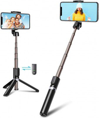 HOLD UP Selfie Stick, Extendable Selfie Stick with Wireless Remote and Tripod Stand, Portable, Lightweight, Compatible with All Smartphone and Mobile (Black)