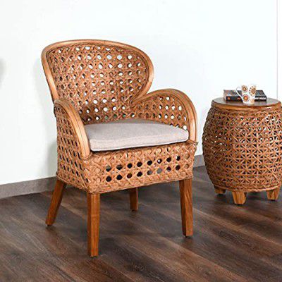 @home By Nilkamal Linford Arm Chair (Natural), Brown, 26.37 * 26.77 * 37