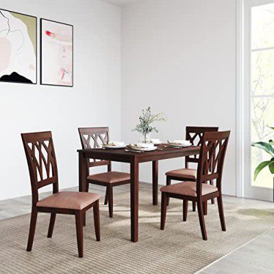 home by Nilkamal Peak 4 Seater Solid Wood Dining Table Set