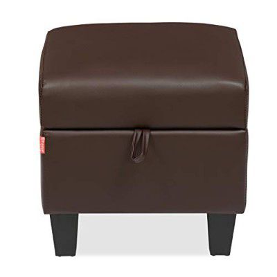 @home by Nilkamal Russ Small Ottoman with Storage (Dark Brown)