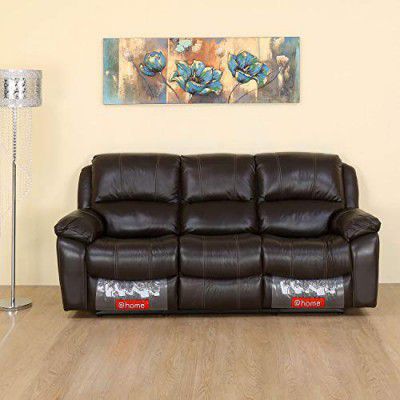 @home by Nilkamal Scott 3 Seater Manual Recliner (Dark Brown)