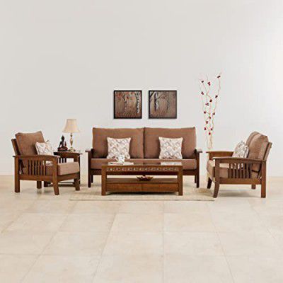 Home Centre Abby Fabric 3+2+1 Seater Sofa - Brown