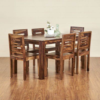 Home Centre Adana Sheesham Wood 6 Seater Dining Table with 6 Chairs