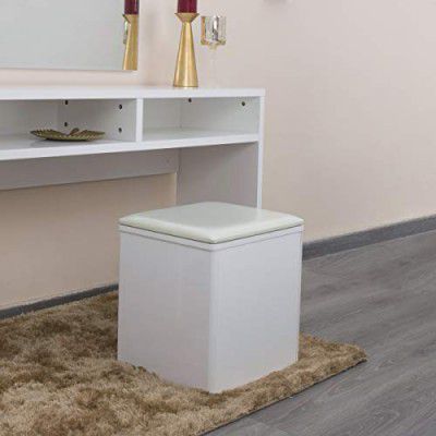 Home Centre Alps Dresser Stool with Cushioned Seat - White