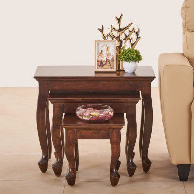 Home Centre Andaman NXT Mango Wood Set of 3 Nest Tables - Brown