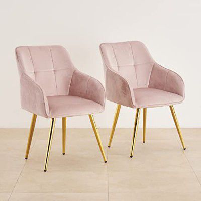 Home Centre Bella Pink Textured Fabric Dining Chair - Set of 2