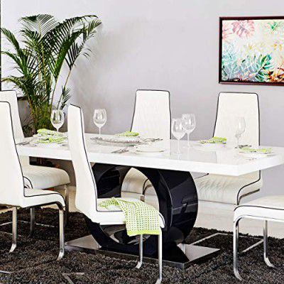 Home Centre Bentley Set of 2 Faux Leather Dining Chairs - White