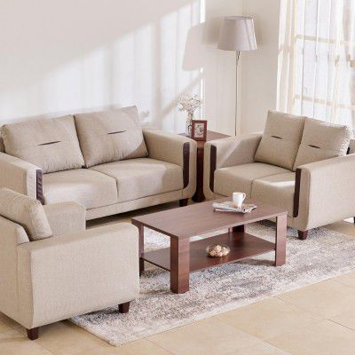 Home Centre Berry 1+2+3 STR Fabric Sofa Beige