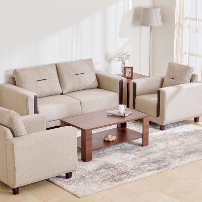 Home Centre Berry 1+3+1 STR Fabric Sofa Beige