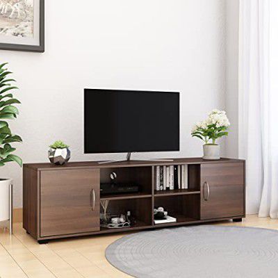 Home Centre Clary - Solid Brown Engineered Wood TV Unit with Open Storage