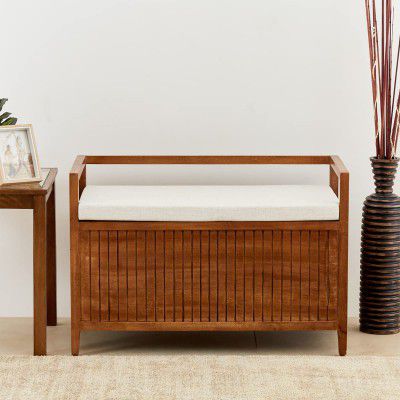 Home Centre Flick Entryway Mango Wood Bench 