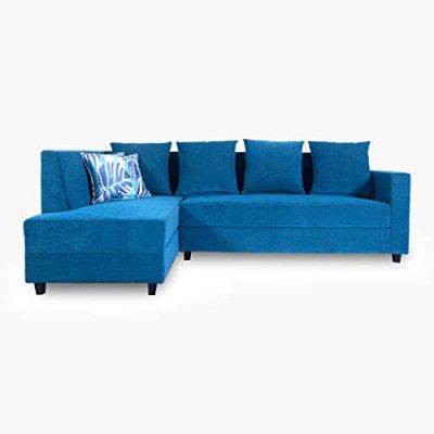 Home Centre Helios Ciro Blue Fabric 6-Seater Left Corner Sofa 