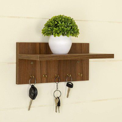 Home Centre Helios Lucia Brown Engineered Wood Teak Key Shelf- 29.5 x 15.5 x 14.2 cm, Standard (Helios - Lucia Teak)