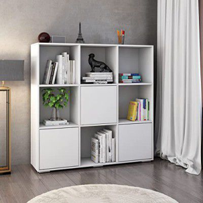 Home Centre Helios Reynan White Engineered Wood Open and Closed Book Cabinet