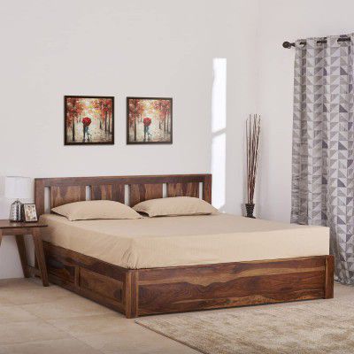 Home Centre Helios Swastik Sheesham Wood Queen Bed with Box Storage