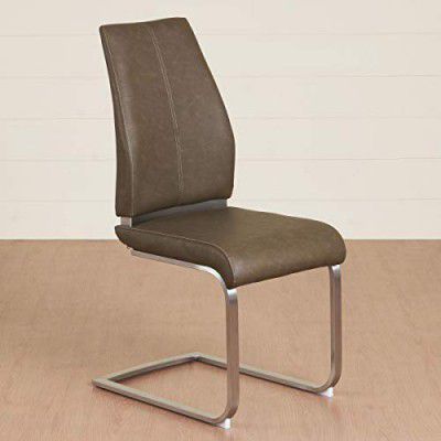 Home Centre Napster Ergonomic Set of 2 Faux Leather Dining Chairs - Brown