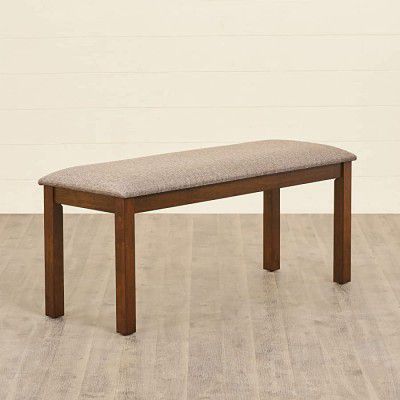 Home Centre Quadro Brown Rubber Wood Small Bench