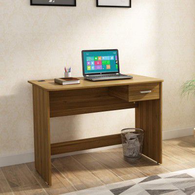 Home Centre Quadro Engineered Wood Teak Finish Desk with Drawer, Walnut