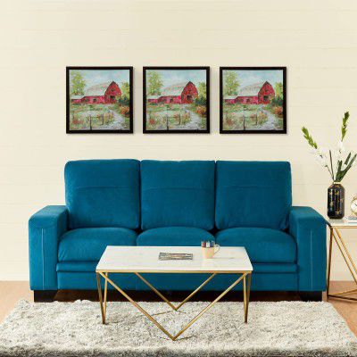 Home Centre Quebec Teal Fabric 3-Seater Sofa  