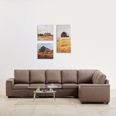 Home Centre Signature Nxt Arden Brown Textured Fabric 5-Seater Right Corner Lounger Sofa - 338cm