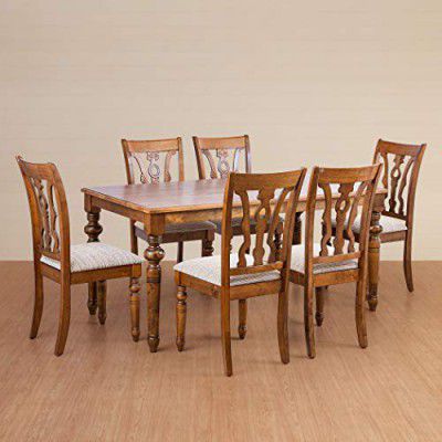 Home Centre Tagetes 6-Seater Dining Set with Chairs - Brown