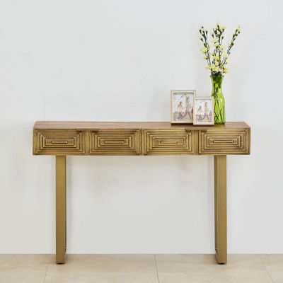 Home Centre Varna Brown Textured Engineered Wood Console Table