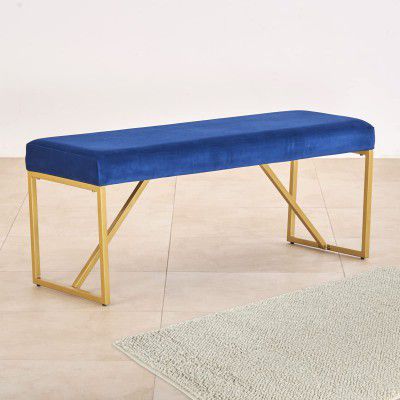 Home Centre Velvetica Blue Textured Dining Settee Bench