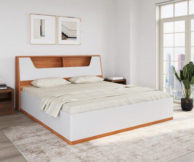 @home By Nilkamal Eternal Engineered Wood King Bed with Hydraulic Storage (Teak)