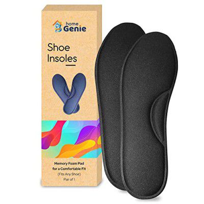 Home Genie Memory Foam Shoes Insole | Shoe Insoles for All Shoes | Shoe Insole heel pain (Size - 7, Pack of 1, Black)