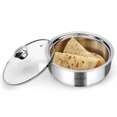 Home Puff Fresh Roti Server Pot with Glass Lid