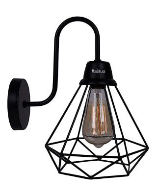 HOMEBLAZE Light fixtures for Living Room Vintage Lamps Fancy Wall Mounted (Diamond, Black, Bulb not Included)