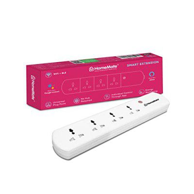 HomeMate WiFi Smart Power Extension | No Hub Required | Works with Amazon Alexa, Google Assistant & Siri | 10A | With Energy Monitoring | 4 Power Outlets