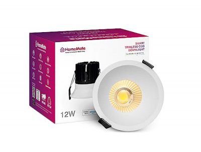 HomeMate WiFi Smart Trimless COB Downlight | 12 Watt, Round | Tuneable White, Shades of White from Warm to Cool White | Compatible with Alexa, Google Assistant and Siri (Pack of 1)