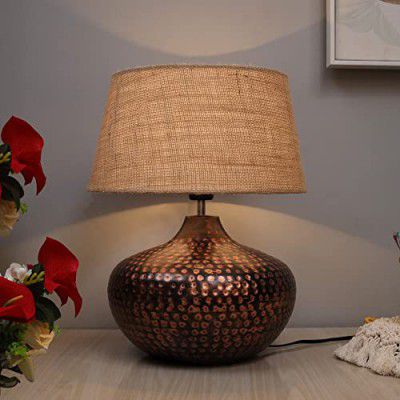 Homesake® Antique Hammered Table Lamp Oil-Rubbed Bronze Metal (Gourd, Jute)