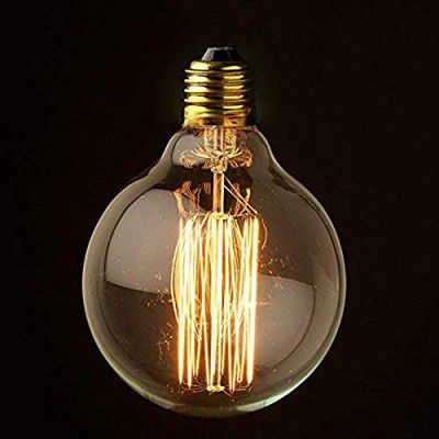 Homesake Base E27 Round Edison Tungsten Filament Vintage Glass Pear Light Bulb (Yellow)