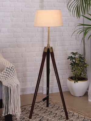 HomesakeBeige & Brown Solid Contemporary Tripod Floor Lamp