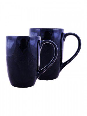 HomesakeBlack & Blue Handcrafted Solid Ceramic Glossy Mugs Set of Cups and Mugs