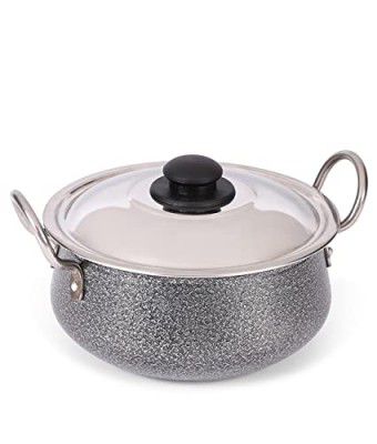 HOMETALES Aluminium Cookware Handi (20cm), Capacity 2200ml, Hammertone Finish