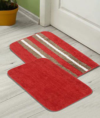 HOMETALES Anti-Skid Tufted Rectangular BathMat (Pack of 2)