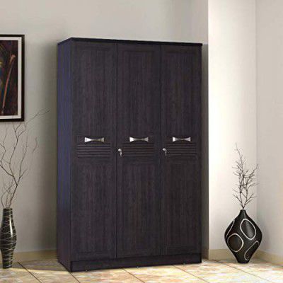 HomeTown Bolton Engineered Wood Three Door wardrobe in Wenge Colour