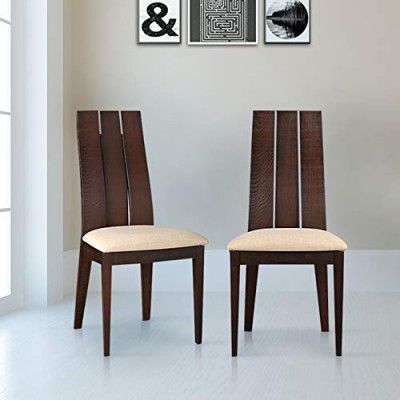 HomeTown Carlton Solid Wood Dining Chair Set of Two in Burn Beech Colour