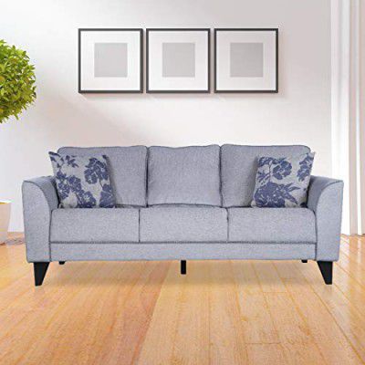 HomeTown Chester Plus Fabric Three Seater Sofa in Grey Color