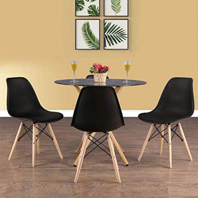 HomeTown Corona Metal Four Seater Dining Set in Black Colour