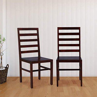 HomeTown Durham Solid Wood Dining Chair Set of Two in Walnut Colour